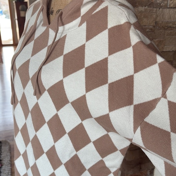 Favorite Girl knitted 2 piece khaki hooded sweater pocket harem pants w stripe - Picture 8 of 16